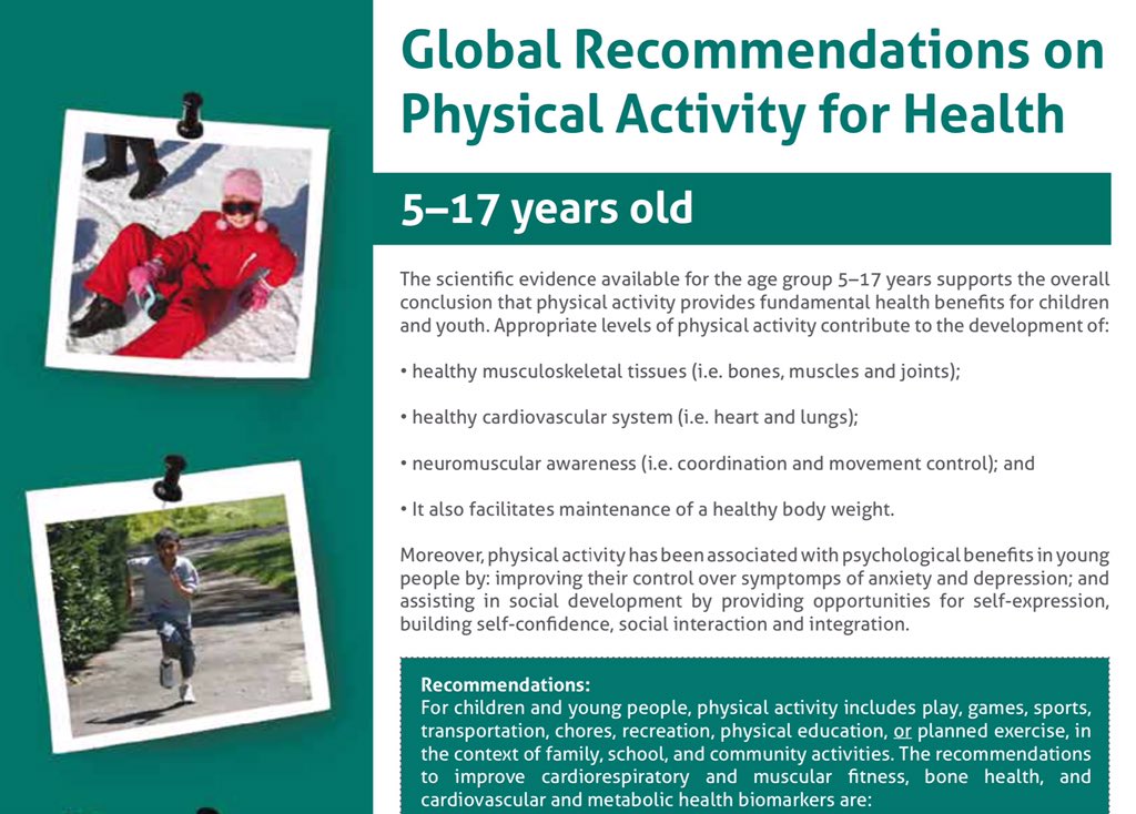 Global Recommendations on Physical Activity for Health: 5-17 years old