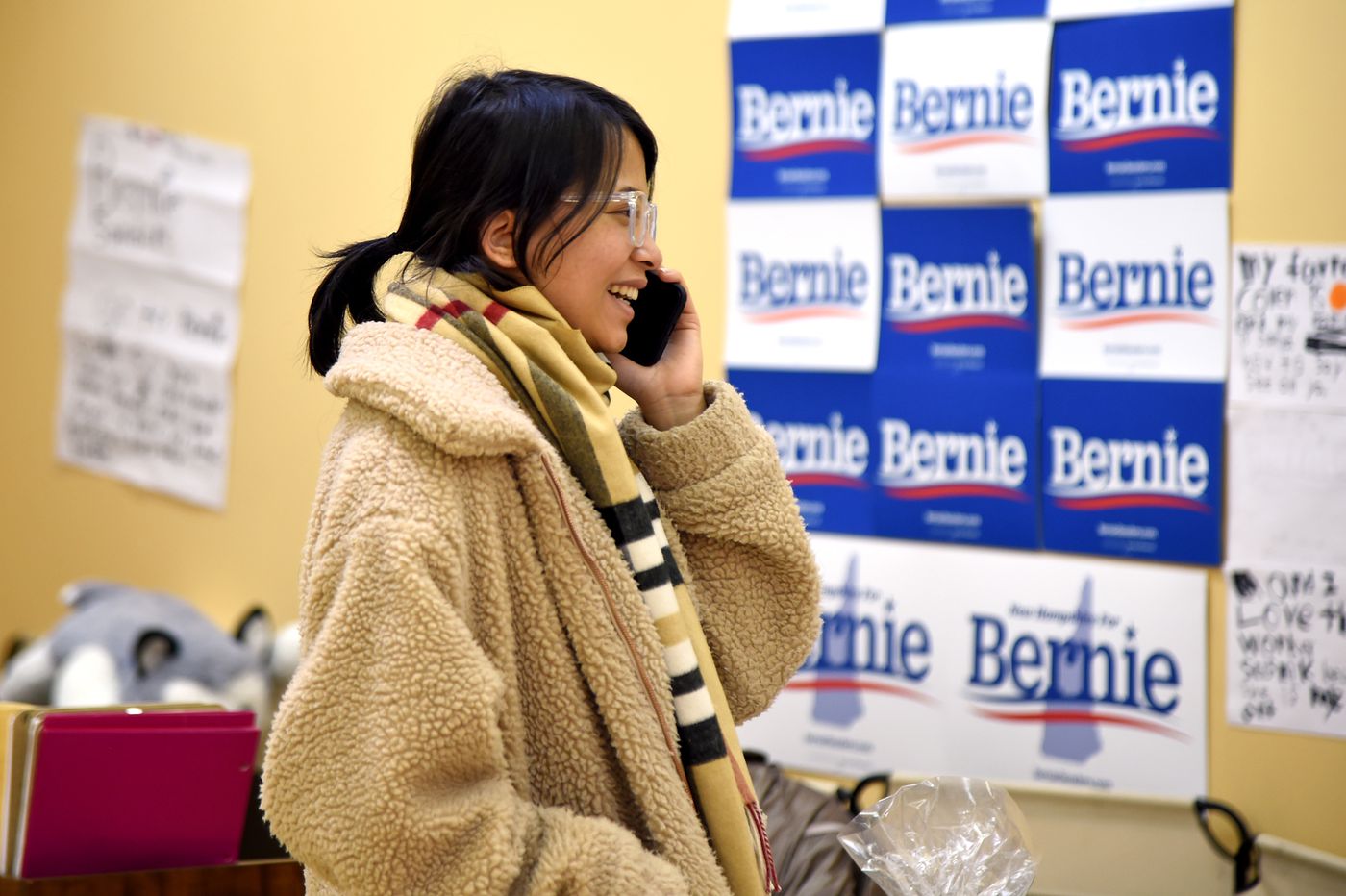 Kathmandu Girl campaigns for  Bernie Sanders in New Hampshire