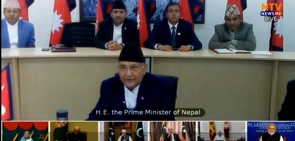 PM Oli Highlights Nepal’s Effort To Combat COVID-19 In SAARC Vid-Con