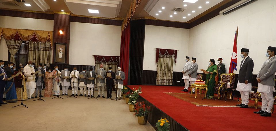 President Bhandari Administers Oath Of Office To Newly Appointed Ministers