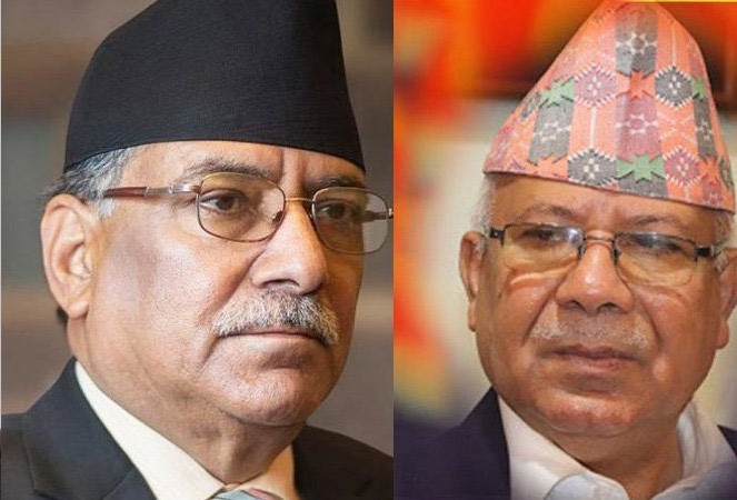 CPN (Maoist Centre) Chair Prachanda and CPN (Unified Socialist) Chair Nepal meet